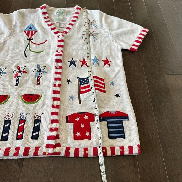 The Quaker Factory Vintage 4th of July Ugly Sweater‎ Embroidered Beaded Party 8 - Picture 4 of 6